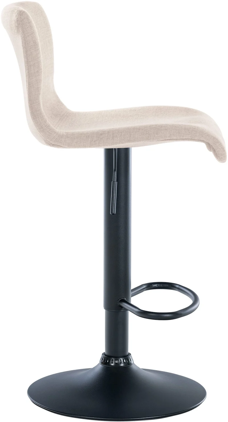 Lot de 2 tabourets de bar design simple avec repose-pieds en tissu crème pieds en métal noir 10_0004051