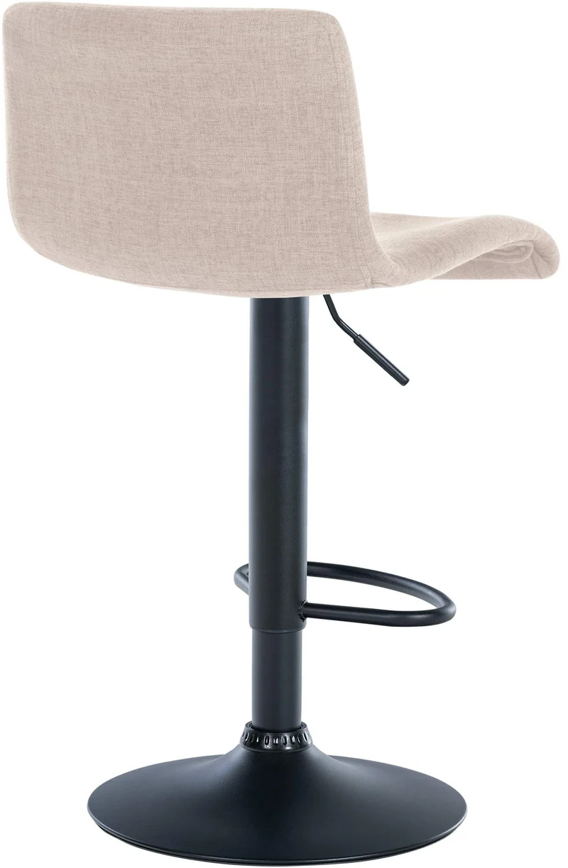 Lot de 2 tabourets de bar design simple avec repose-pieds en tissu crème pieds en métal noir 10_0004051