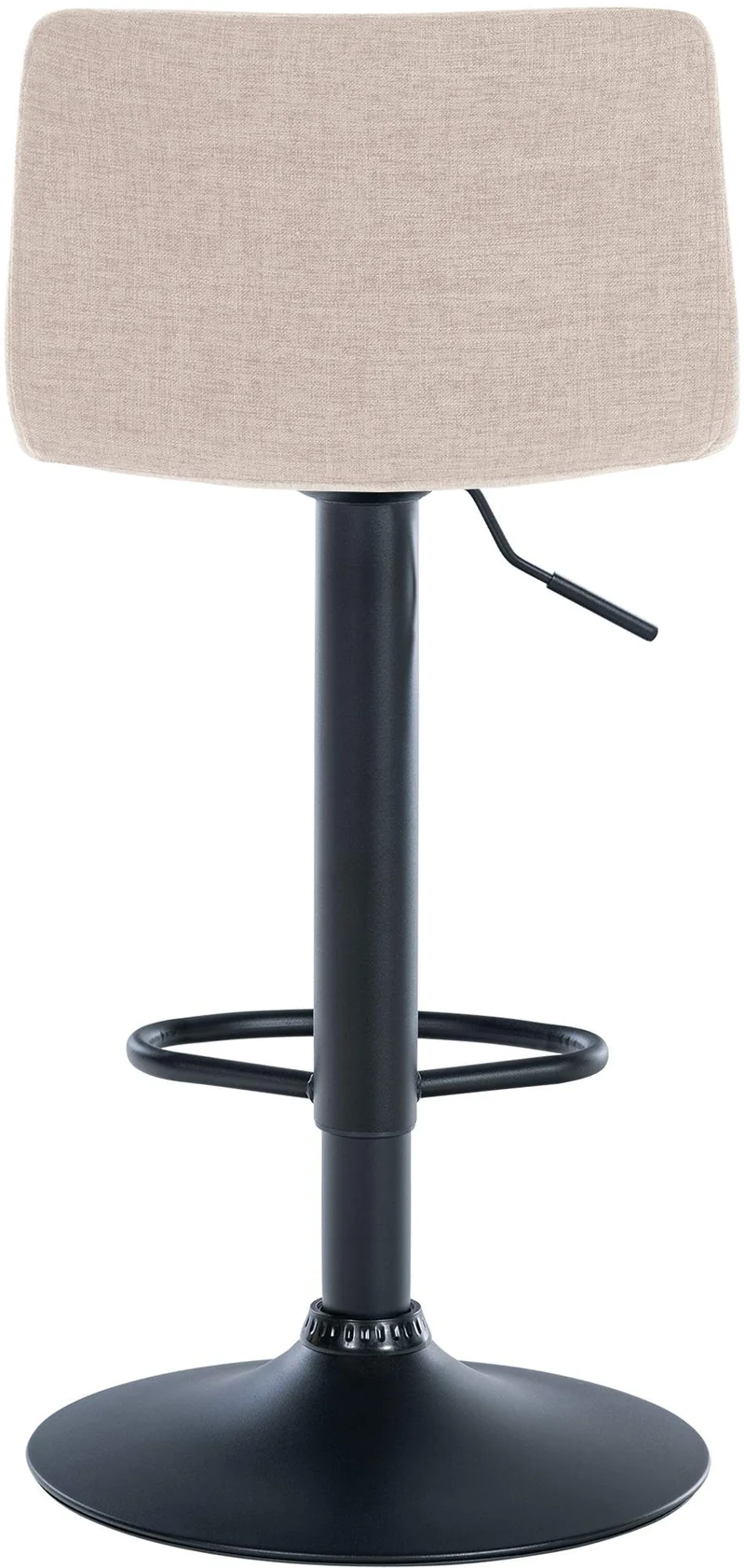 Lot de 2 tabourets de bar design simple avec repose-pieds en tissu crème pieds en métal noir 10_0004051