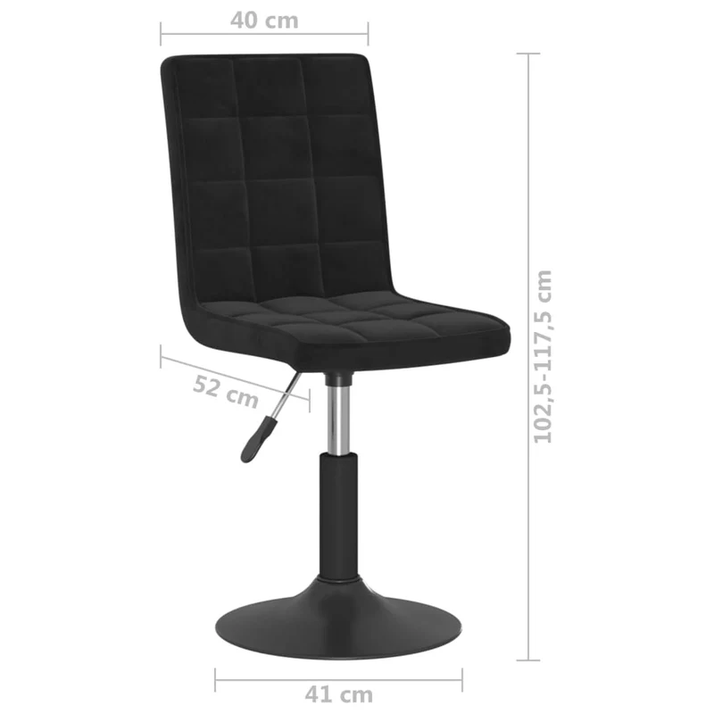 Lot de 4 chaises de salle à manger siège pivotant hauteur réglable en velours noir DEC025383