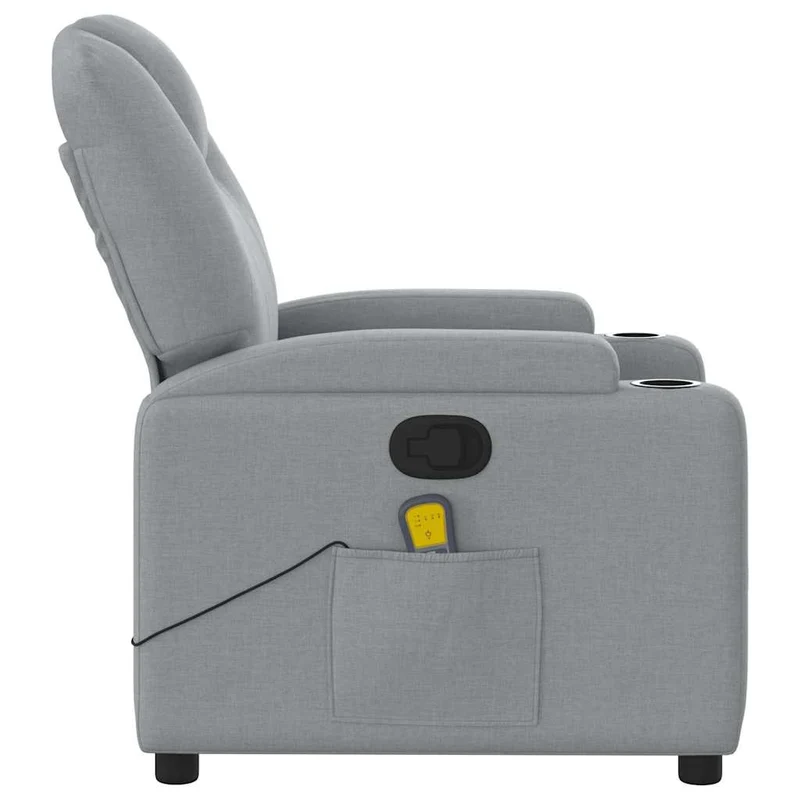 Fauteuil de relaxation TV fonction massage inclinable massage par vibrations par 6 points en tissu gris clair DEC026925