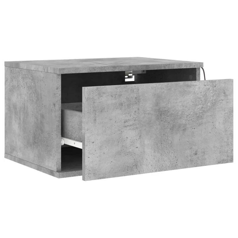 Lot de 2 tables de chevet murales avec lumières LED tiroir en bois d'ingénierie gris DEC036158