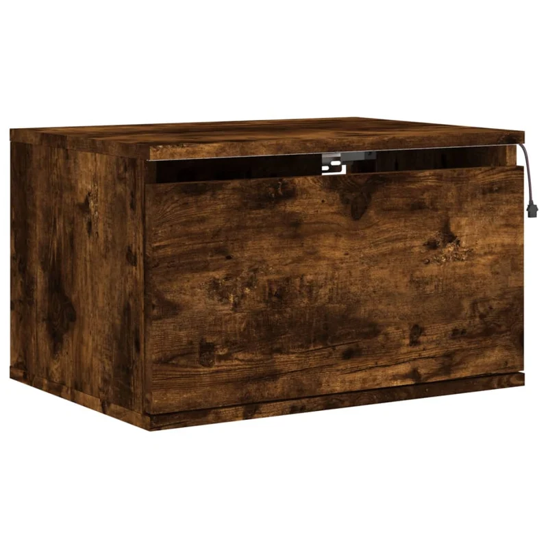 Lot de 2 tables de chevet murales avec lumières LED 50 x 36 x 30 cm en bois d'ingénierie marron DEC036131