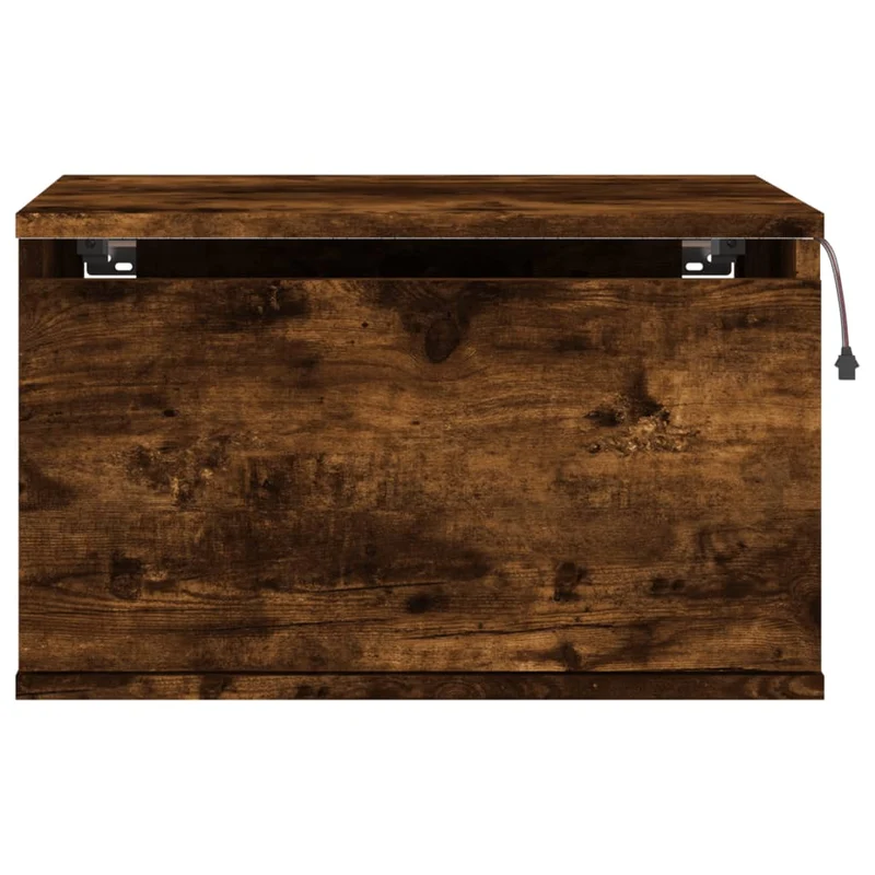 Lot de 2 tables de chevet murales avec lumières LED 50 x 36 x 30 cm en bois d'ingénierie marron DEC036131