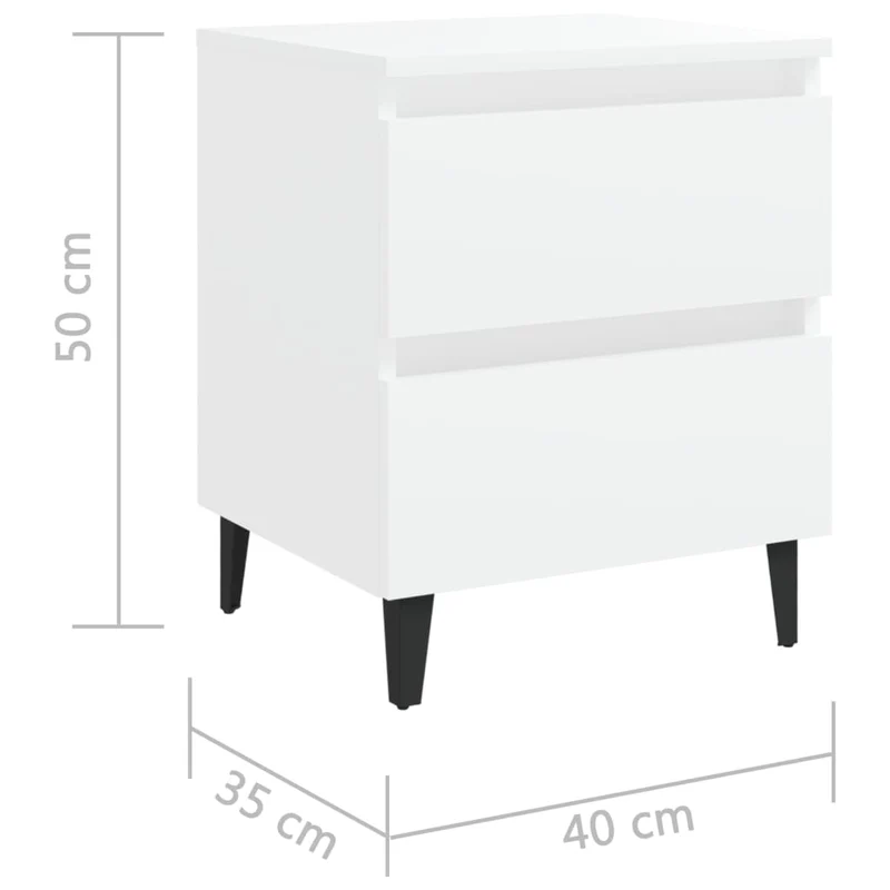 Table de chevet avec deux tiroirs 40 x 35 x 50 cm bois d’ingénierie blanc DEC033366
