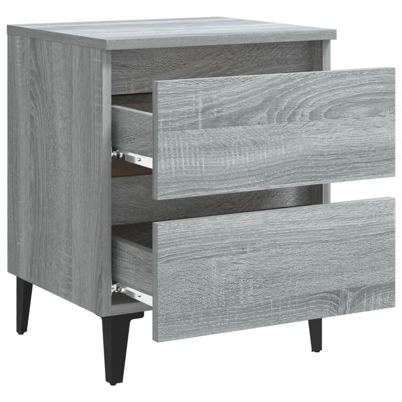 Table de chevet avec deux tiroirs 40 x 35 x 50 cm bois d'ingénierie gris DEC033256