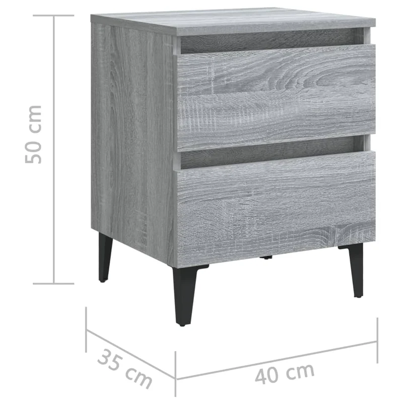 Table de chevet avec deux tiroirs 40 x 35 x 50 cm bois d'ingénierie gris DEC033256