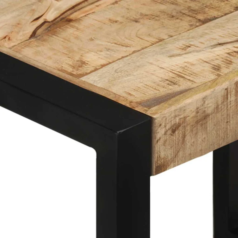 Lot de 3 tables d'appoint gigognes en bois solide de manguier et acier noir DEC032711