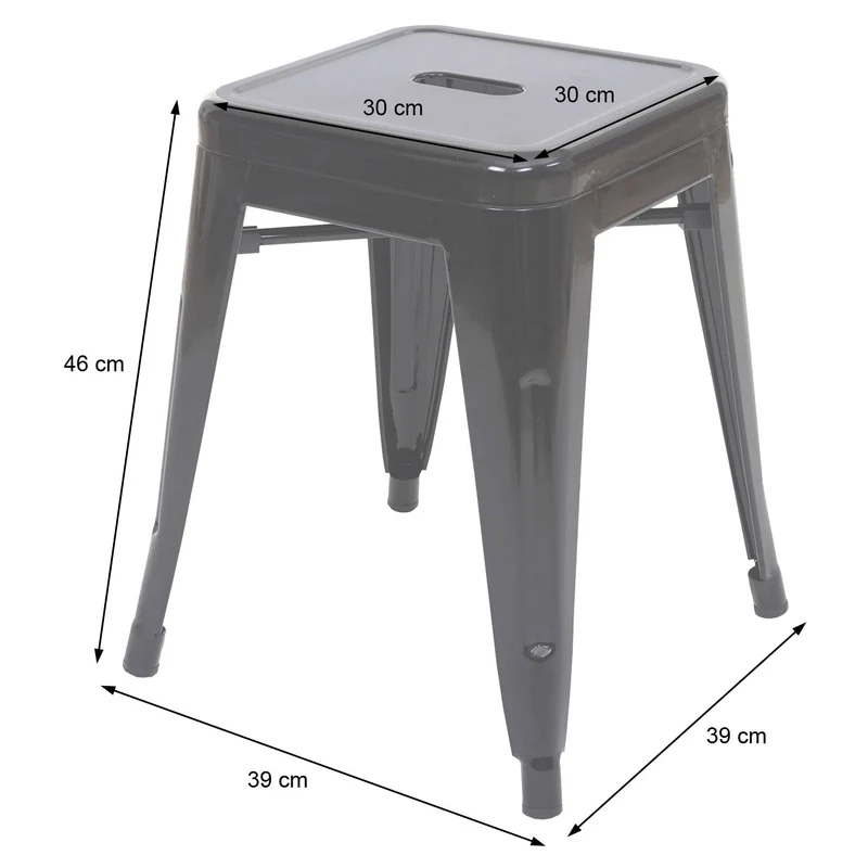 Lot de 2 tabourets bas en métal blanc design industriel empilable 04_0007480