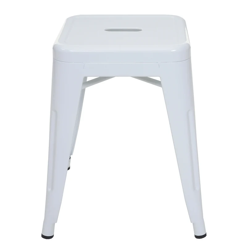 Lot de 2 tabourets bas en métal blanc design industriel empilable 04_0007480