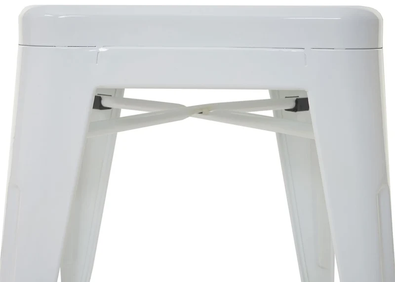 Lot de 2 tabourets bas en métal blanc design industriel empilable 04_0007480