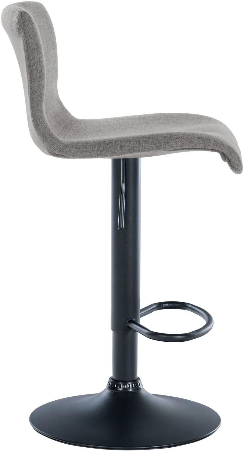 Tabouret de bar x1 design simple avec repose-pieds en tissu gris clair pieds en métal noir 10_0004558