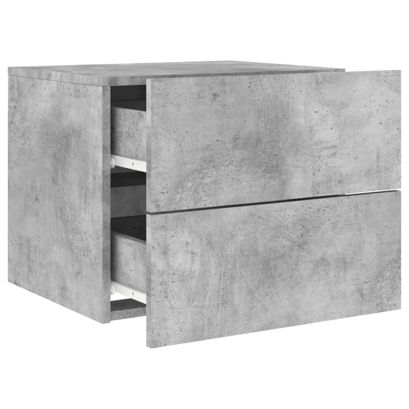 Tables de chevet murales avec lumières LED et tiroirs 50 x 39 x 41 cm bois d'ingénierie gris DEC036159