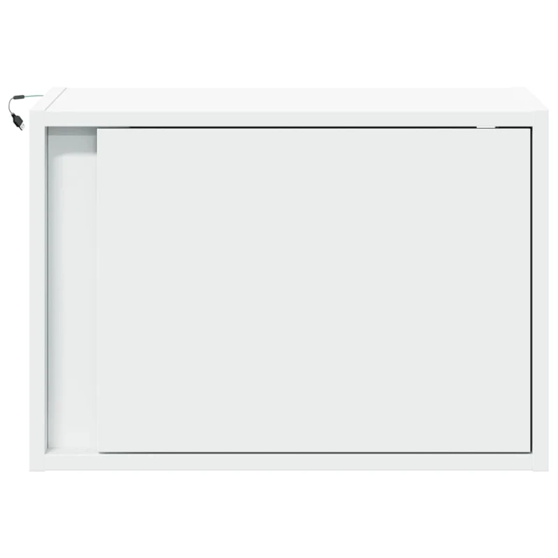 Lot de 2 tables de chevet murales avec lumières LED avec compartiment avec porte en bois d'ingénierie blanc DEC036120