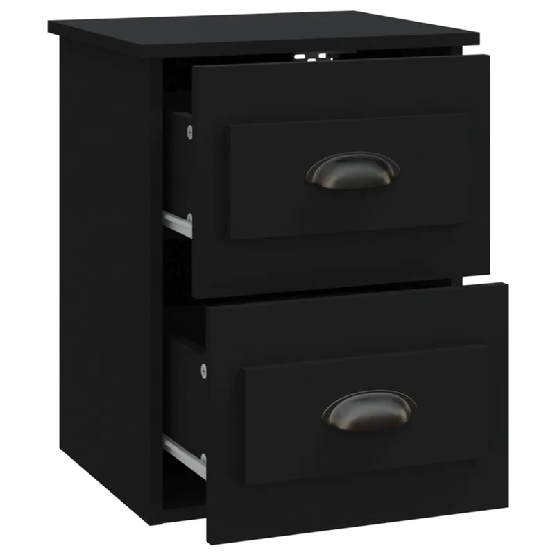 Lot de 2 tables de chevet murales avec tiroirs 41,5 x 36 x 53 cm bois d'ingénierie noir DEC036098
