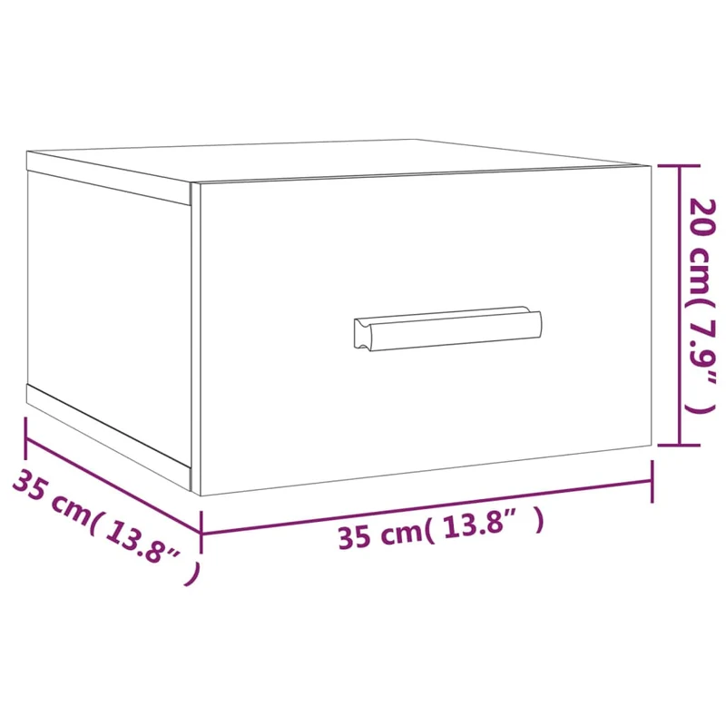 Lot de 2 tables de chevet murales avec tiroir 35 x 35 x 20 cm bois d'ingénierie couleur chêne DEC036068