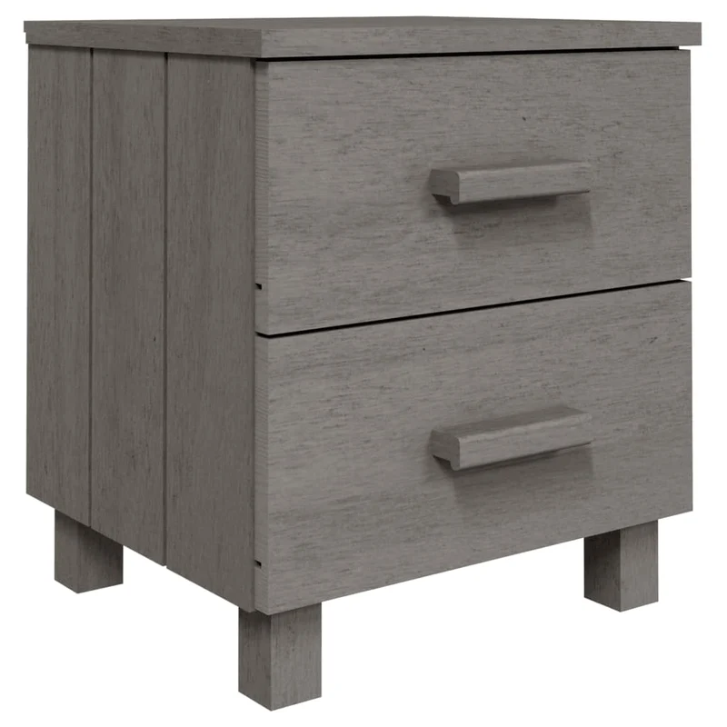 Lot de 2 tables de chevet avec tiroirs 40 x 35 x 44,5cm bois massif gris DEC036008