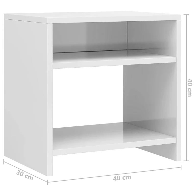 Lot de 2 tables de chevet avec compartiment ouvert 40 x 30 x 40cm bois ingénierie blanc DEC035785