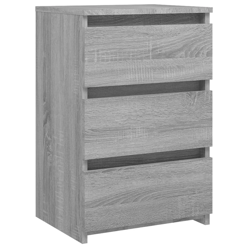 Lot de 2 tables de chevet avec 3 tiroirs 40 x 35 x 62,5cm bois ingénierie gris DEC035705