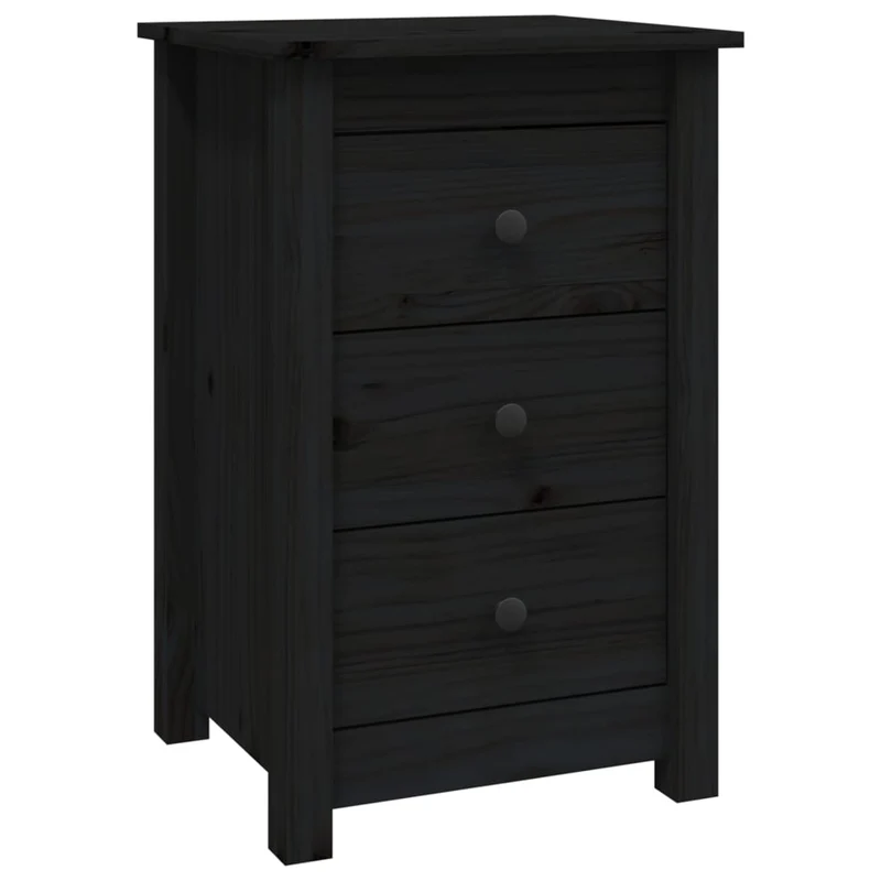 Lot de 2 tables de chevet avec tiroirs 40 x 35 x 61,5 cm bois de pin massif noir DEC035559