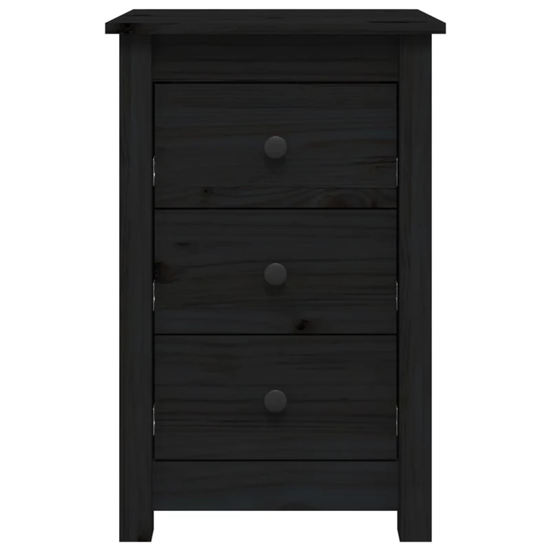 Lot de 2 tables de chevet avec tiroirs 40 x 35 x 61,5 cm bois de pin massif noir DEC035559