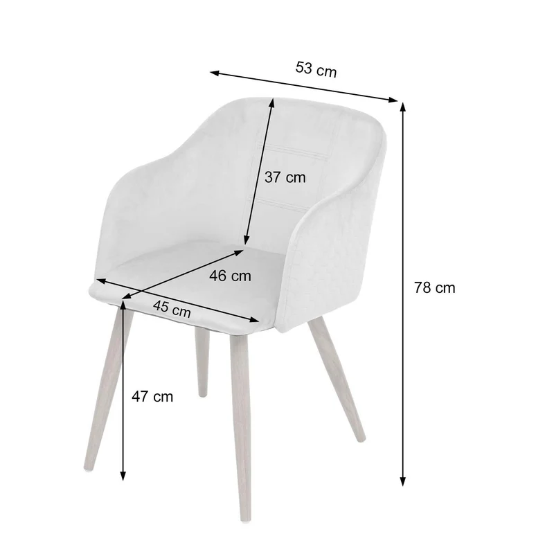 2x chaises de salle à manger cuisine design rétro accoudoirs tissu gris clair pieds en métal aspect bois 04_0000365
