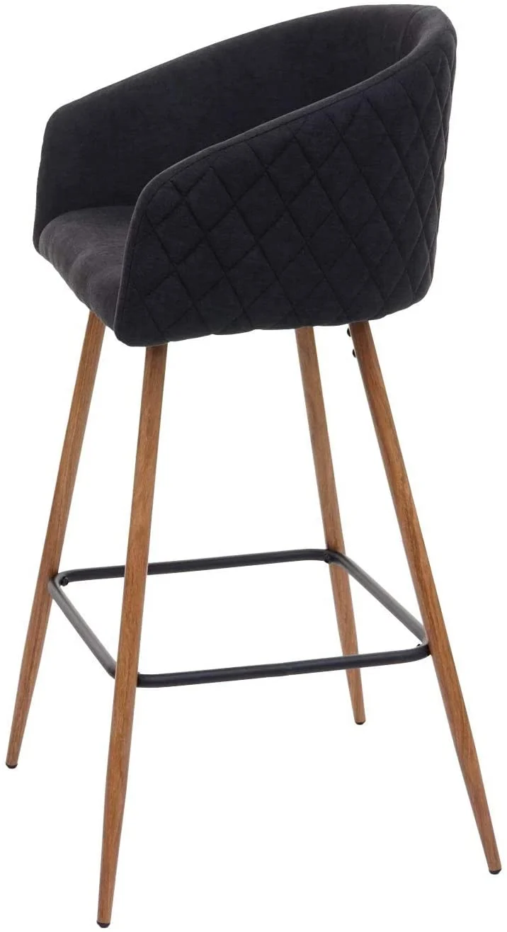 Lot de 2 tabourets de bar en tissu velours gris anthracite avec repose-pieds TDB04067