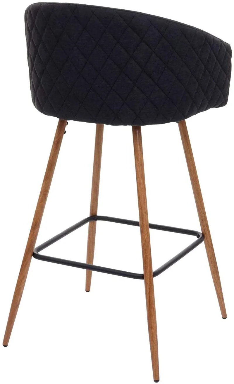 Lot de 2 tabourets de bar en tissu velours gris anthracite avec repose-pieds TDB04067