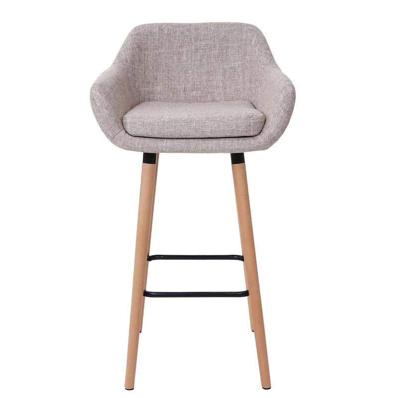 Lot de 2 tabourets de bar avec repose-pieds style scandinave en tissu TDB04029
