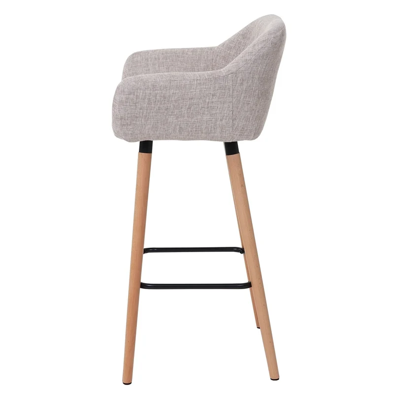 Lot de 2 tabourets de bar avec repose-pieds style scandinave en tissu TDB04029
