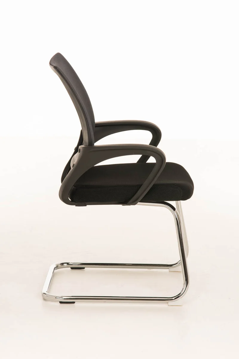 Chaise de bureau reception sans roulettes dossier en maille avec accoudoirs gris BUR10500