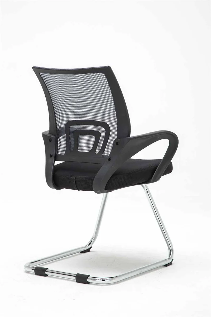 Chaise de bureau reception sans roulettes dossier en maille avec accoudoirs gris BUR10500