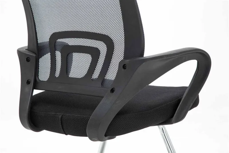 Chaise de bureau reception sans roulettes dossier en maille avec accoudoirs gris BUR10500