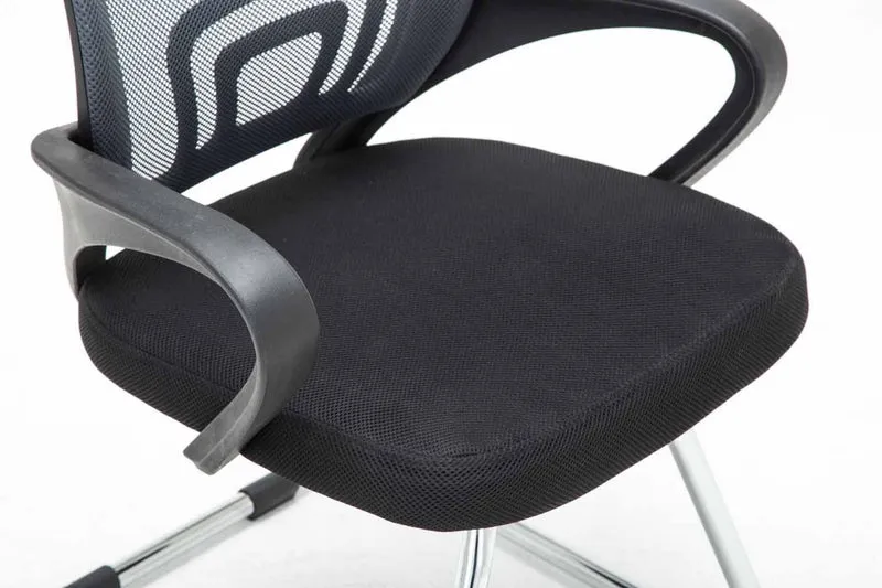 Chaise de bureau reception sans roulettes dossier en maille avec accoudoirs gris BUR10500