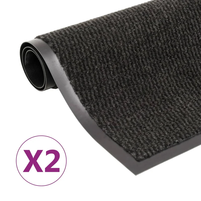 Lot de 2 paillassons rectangulaires 120 x 180 cm Noir DEC023170