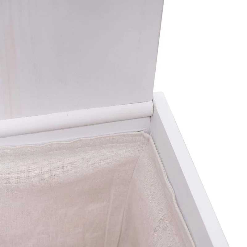 Panier à linge bac trieur de linge en bois massif maille 61x51x35cm blanc 04_0003751