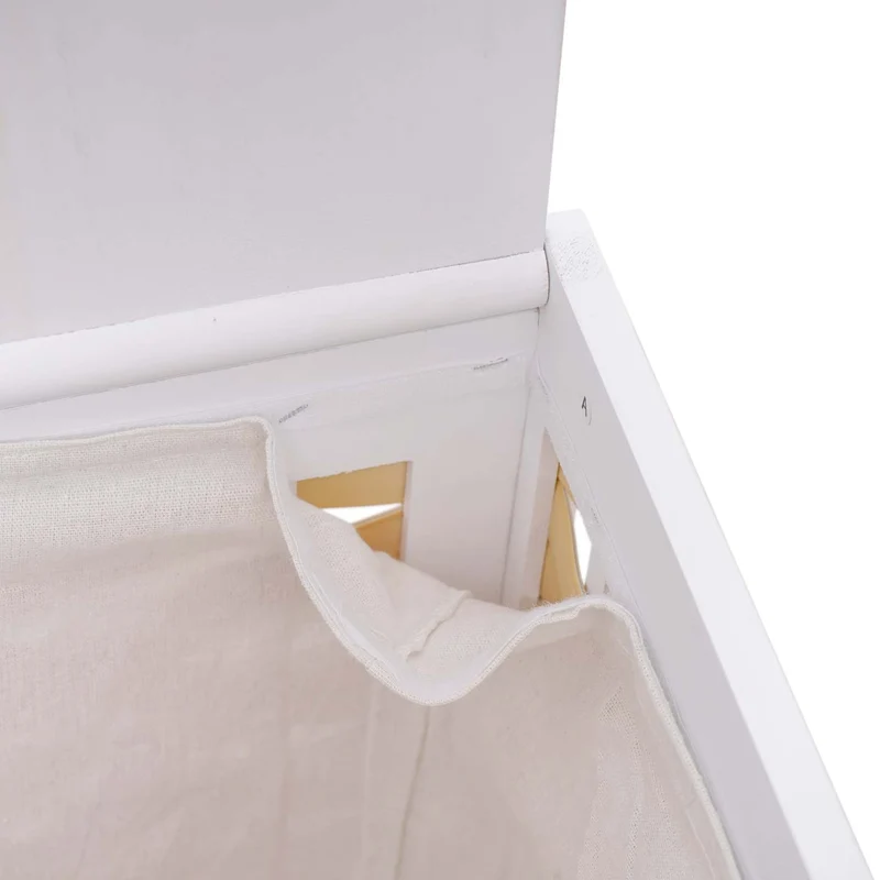 Panier à linge bac trieur de linge en bois massif maille 61x51x35cm blanc 04_0003751