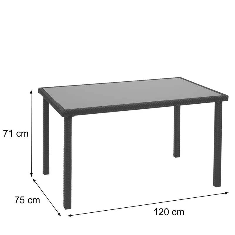 Table de jardin balcon 120x75cm en polyrotin gris-brun 04_0005085