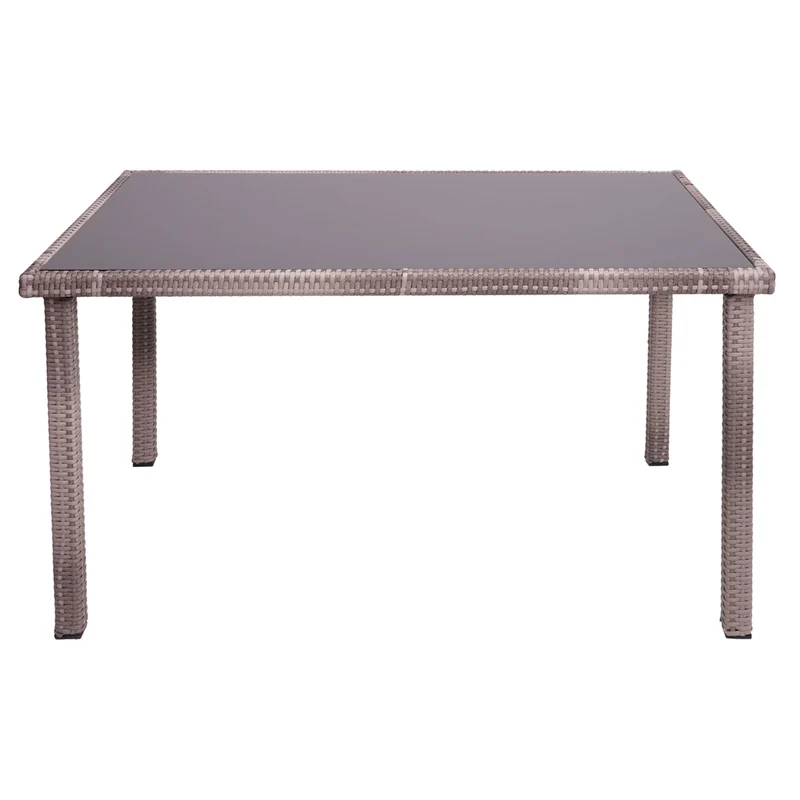 Table de jardin balcon 120x75cm en polyrotin gris-brun 04_0005085