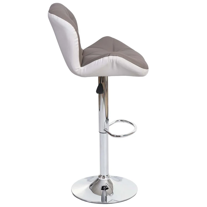 2x tabourets de bar chaise de comptoir hauteur réglable en synthétique gris taupe cadre en acier chromé 04_0005202