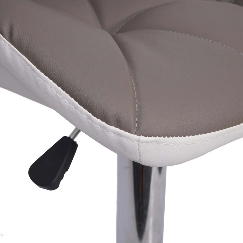 2x tabourets de bar chaise de comptoir hauteur réglable en synthétique gris taupe cadre en acier chromé 04_0005202