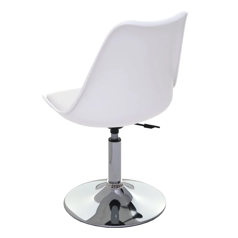 Chaise pivotante de cuisine salle à manger réglable en hauteur synthétique blanc pied chromé 04_0002037