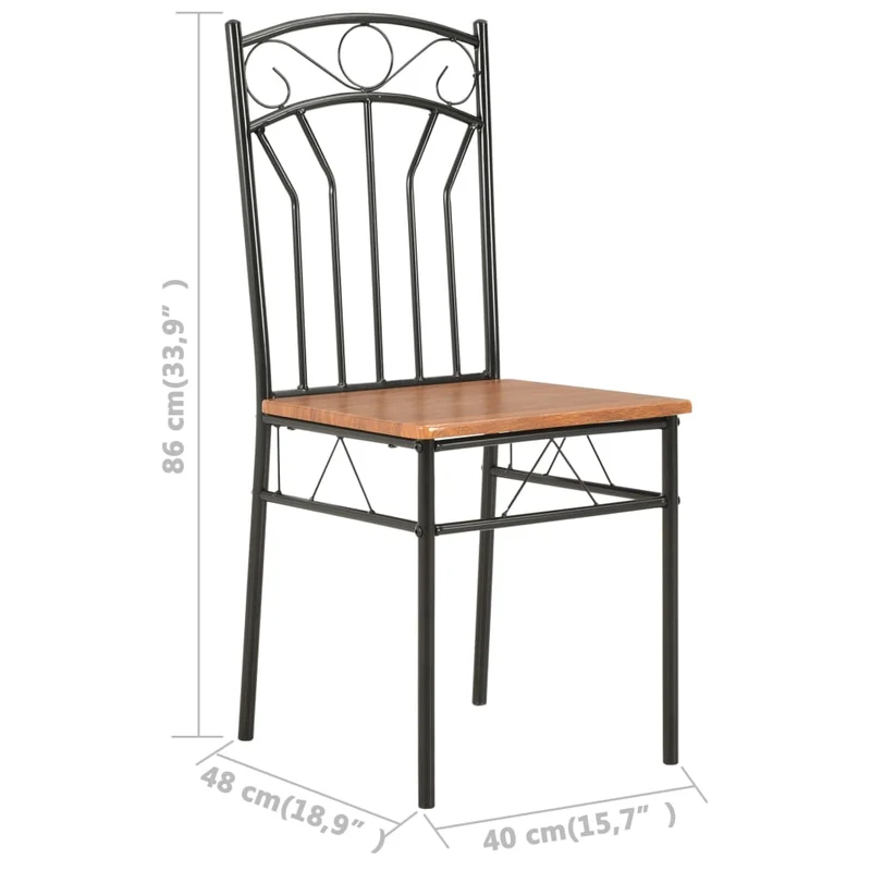 Lot de 2 chaises de salle à manger cuisine design classique marron MDF CDS020701