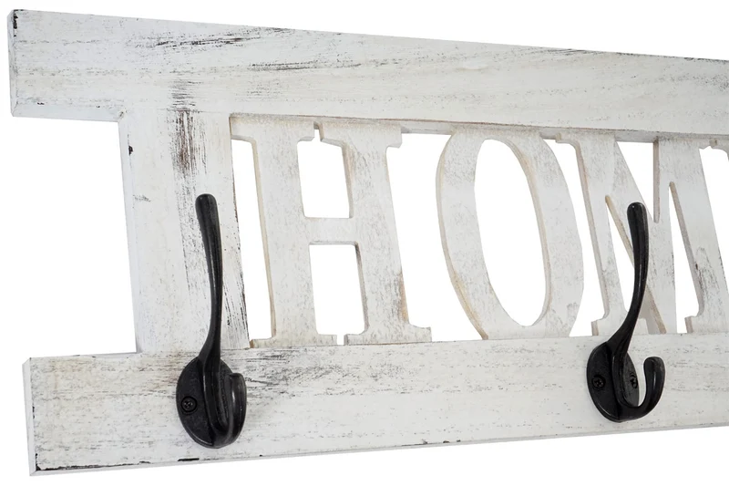 Porte-manteau mural x2 Home+Family avec 7 crochets style vintage blanc 04_0003058