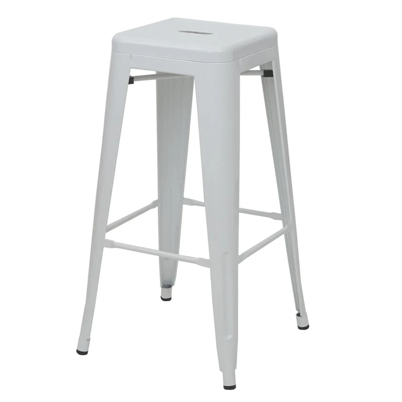 Tabouret de bar design industriel en métal empilable blanc 04_0005254
