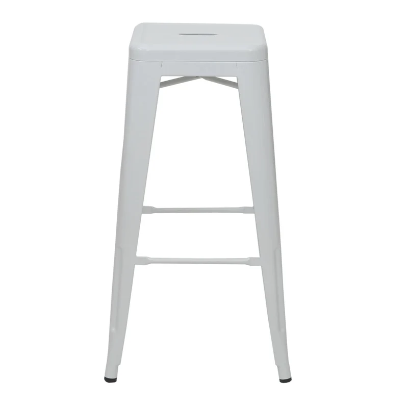 Tabouret de bar design industriel en métal empilable blanc 04_0005254