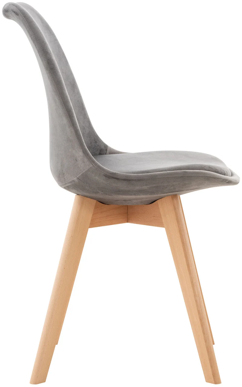 Lot de 4 chaises de salle à manger design scandinave en tissu velours gris pieds bois clair CDS10385