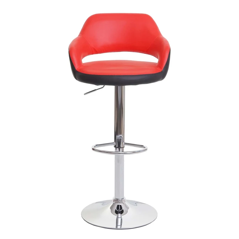 Lot de 2 tabourets de bar chaises de comptoir en synthétique rouge et noir 04_0000142