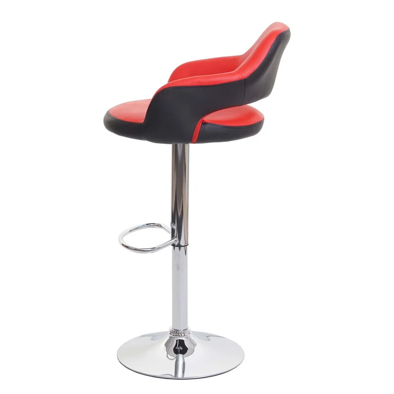 Lot de 2 tabourets de bar chaises de comptoir en synthétique rouge et noir 04_0000142