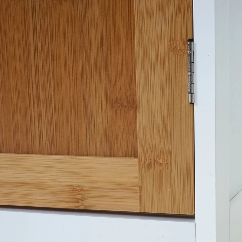Meuble de salle de bain commode avec tiroir et étagère MDF et bambou SDB04032